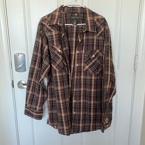 High Noon Brown Plaid Button-Up Shirt